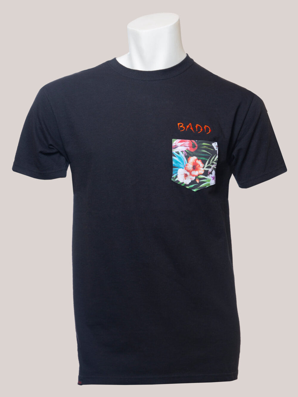 Black flower Pocket T-Shirt